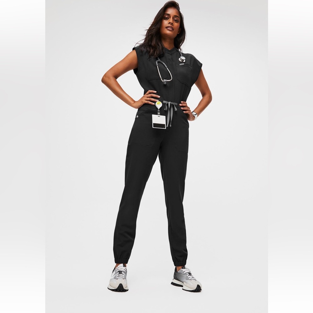 Figs Rafaela Cargo ScrubJumpsuit™ scrub jumpsuit black